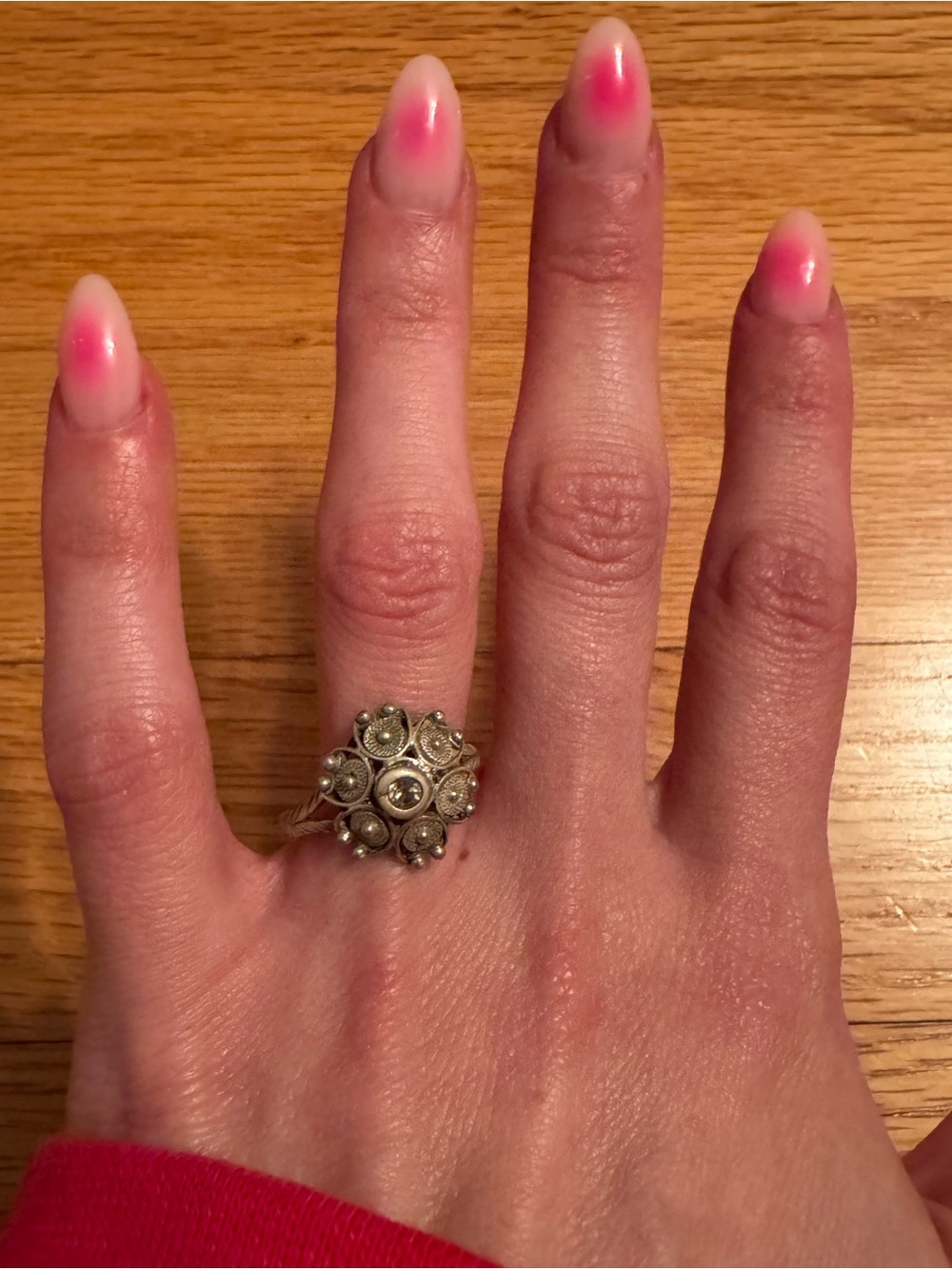 Vintage Silver Floral Cluster Ring - Silver - Picture 2 of 3